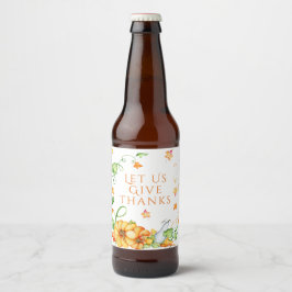Etiqueta Para Botella De Cerveza Día de Acción de Gracias Floral de la Calabaza de 