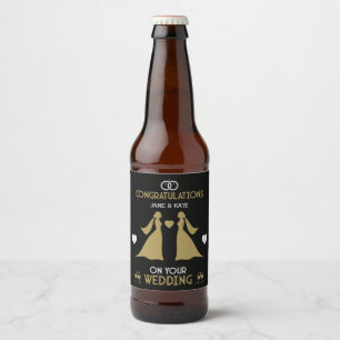 Etiqueta Para Botella De Cerveza Día de la boda de Chicas homosexuales