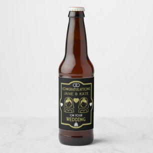 Etiqueta Para Botella De Cerveza Día de la boda de Chicas homosexuales