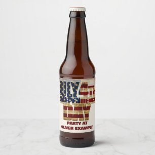 Etiqueta Para Botella De Cerveza Día de la Independencia del 4 de julio Diseño de b