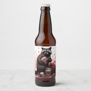 Etiqueta Para Botella De Cerveza Día de San Valentín de poesía de Raccoon basura