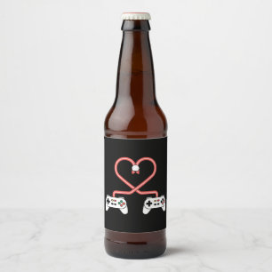 Etiqueta Para Botella De Cerveza Día de San Valentín De Video Gamer Con Corazón De 