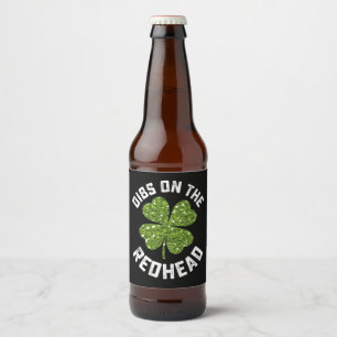 Etiqueta Para Botella De Cerveza Dibs On The Redhead St Patrick's Day Shamrock