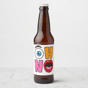 Etiqueta Para Botella De Cerveza Dibujo Animado Divertido “Oh No”