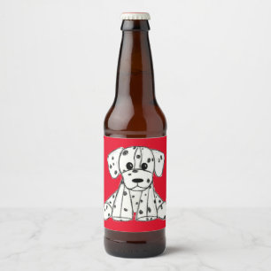 Etiqueta Para Botella De Cerveza Dibujo de perro de peluche dálmata contorno simple
