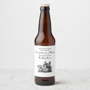 Etiqueta Para Botella De Cerveza Dibujo en blanco y negro de cabeza de jabalí vinta