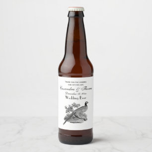 Etiqueta Para Botella De Cerveza Dibujo en blanco y negro de faisán antiguo ave de