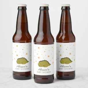 Etiqueta Para Botella De Cerveza Dinosaurio verde Twinkle Stars Género neutral