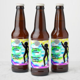 Etiqueta Para Botella De Cerveza Disco Fiesta Tie Dye Adulto Groovy fiesta de cumpl