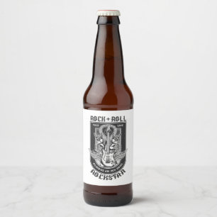Etiqueta Para Botella De Cerveza Diseño de rock de guitarra