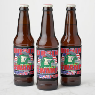 Etiqueta Para Botella De Cerveza Drenar el pantano - Trump 2020