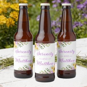 Etiqueta Para Botella De Cerveza Ducha Nupcial Floral Boho Girasol Margarita