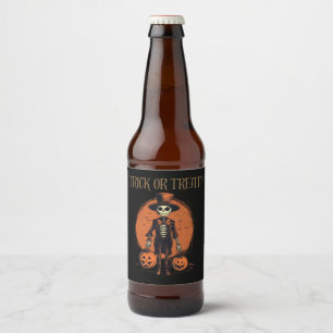 Etiqueta Para Botella De Cerveza ¿Dulce o trineo? Feliz halloween, diseño de calaba
