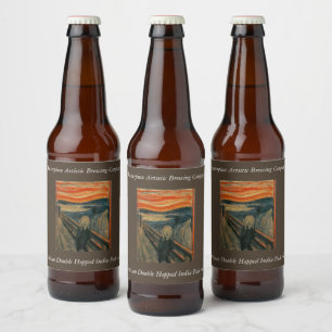 Etiqueta Para Botella De Cerveza Edvard Munch Pintando El Grito (Skrik) 1893