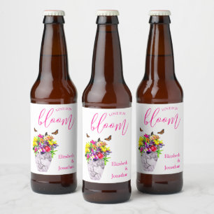 Etiqueta Para Botella De Cerveza El amor en el Boda floral en flor