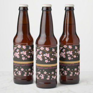 Etiqueta Para Botella De Cerveza El amor está floreciendo la flor de cerezo