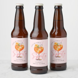 Etiqueta Para Botella De Cerveza El amor rosado moderno en la primera ducha de novi