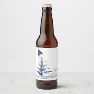 Etiqueta Para Botella De Cerveza El árbol de Navidad de Santa