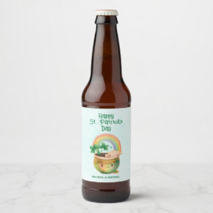 Etiqueta Para Botella De Cerveza El arcoiris y el amante del Día de San Patricio