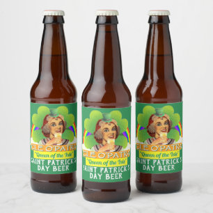 Etiqueta Para Botella De Cerveza El día festivo de San Patricio Cleopatra Pun Irish