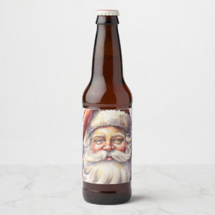 Etiqueta Para Botella De Cerveza El retro Santa Claus en un Navidad Gorra rojo