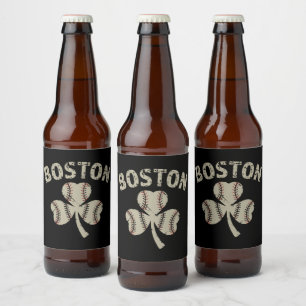 Etiqueta Para Botella De Cerveza El vintage Boston St Patrick's Day el Shamrock irl