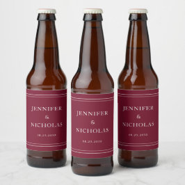 Etiqueta Para Botella De Cerveza Elegant Typography Burgundy Wedding
