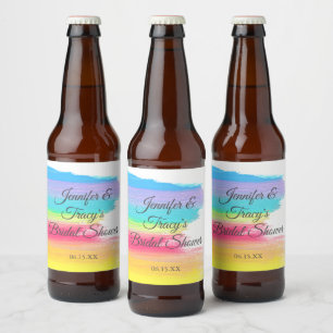 Etiqueta Para Botella De Cerveza Elegante Arcoíris Despedida de Soltera Lésbica Per