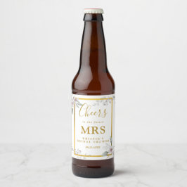 Etiqueta Para Botella De Cerveza Elegante blanco Floral Futuro Sra Bridal Shower