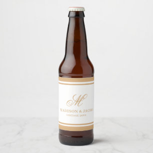 Etiqueta Para Botella De Cerveza Elegante Boda de Monograma