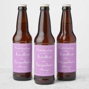 Etiqueta Para Botella De Cerveza Elegante Boda malva Moda personalizada moderna