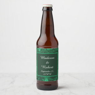 Etiqueta Para Botella De Cerveza Elegante Boda Verde Gemstone