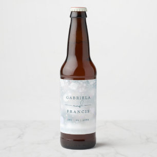 Etiqueta Para Botella De Cerveza Elegante Boda Wonderland de copas de nieve
