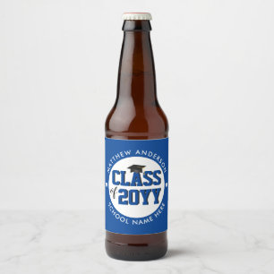 Etiqueta Para Botella De Cerveza Elegante Clase Azul del Partido de Graduación 2023