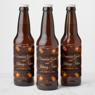 Etiqueta Para Botella De Cerveza Elegante Clásico Boho Moderno Dorado #901 Boda