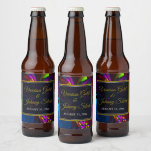 Etiqueta Para Botella De Cerveza Elegante Clásico Moderno Patrón Floral #902 Boda