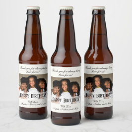 Etiqueta Para Botella De Cerveza Elegante foto Personalizado Feliz cumpleaños a las