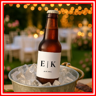Etiqueta Para Botella De Cerveza Elegante Monograma Moderno Boda simple
