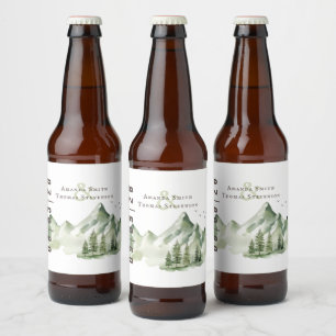 Etiqueta Para Botella De Cerveza Elegante paisaje sereno de montaña verde