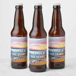 Etiqueta Para Botella De Cerveza Elegante Playa Sunset Tropical Verano Elegante