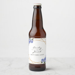 Etiqueta Para Botella De Cerveza Elegante Purpurina de oro Boda floral geométrico a