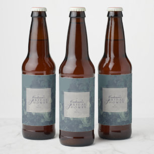 Etiqueta Para Botella De Cerveza Elegante rústico vintage floral teal Baby Shower n