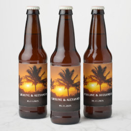 Etiqueta Para Botella De Cerveza Elegante verano Sunset Tropical Beach Hawaii