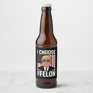 Etiqueta Para Botella De Cerveza Elijo al delincuente Trump 2024 Patriota Republica