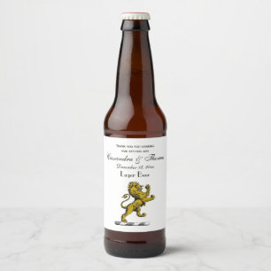 Etiqueta Para Botella De Cerveza Emblema de la cresta del león de pie heráldico C