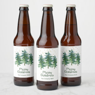 Etiqueta Para Botella De Cerveza Empresa navideña Winter Forest Merry