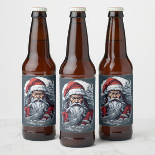 Etiqueta Para Botella De Cerveza En huelga Samurai Santa Claus