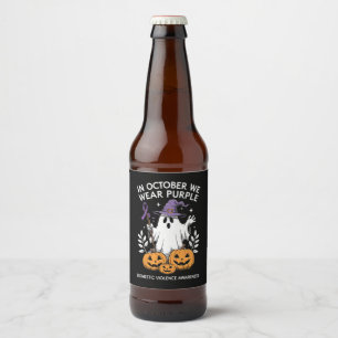 Etiqueta Para Botella De Cerveza En Octubre Usamos Un Fantasma Morado De Violencia