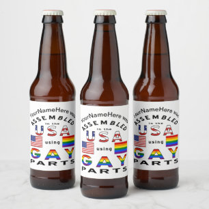 Etiqueta Para Botella De Cerveza Ensamblado en EE. UU. Con Componentes Gays Persona