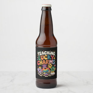 Etiqueta Para Botella De Cerveza Enseñando Lucky Charms al profesor el día de San P